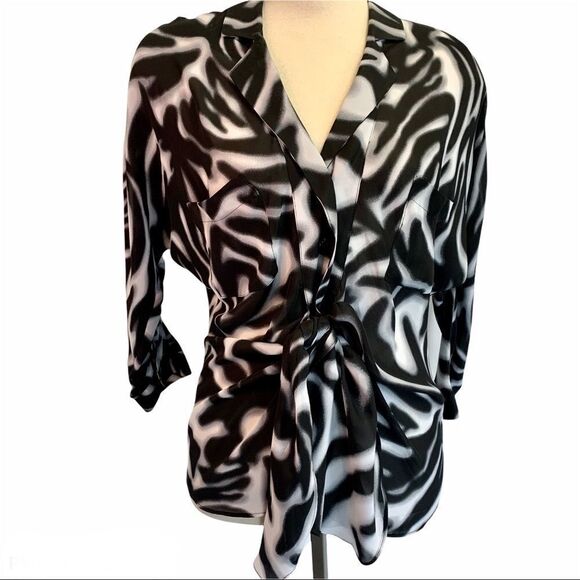 Violet & Claire black white animal print blouse L - Picture 1 of 7